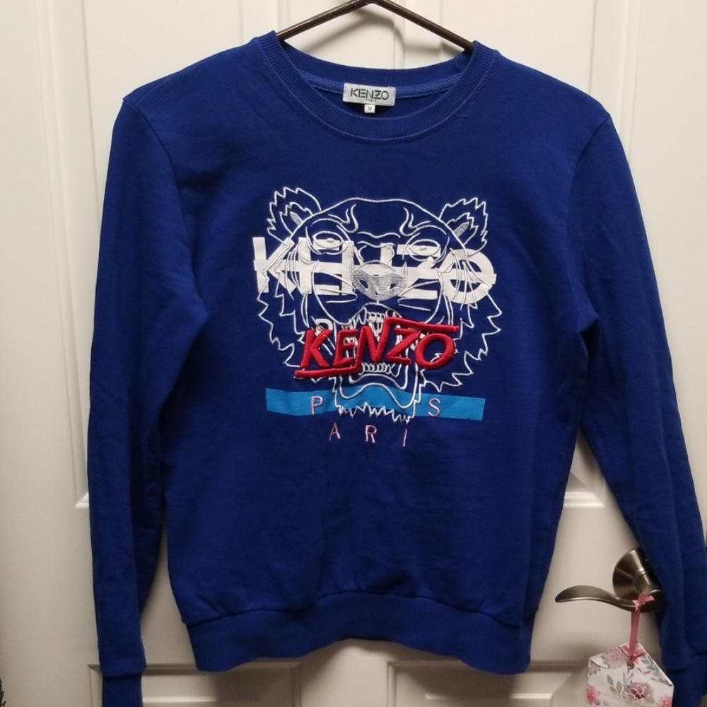Kenzo Blue Tiger Pullover crewneck top